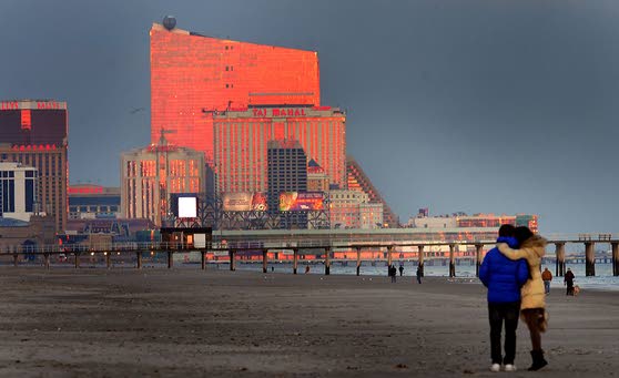Sunset on the Atlantic City skyline